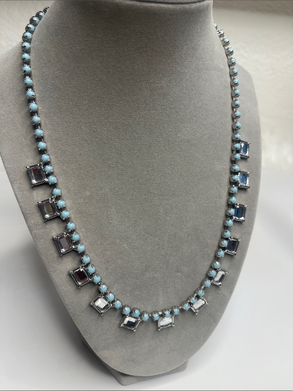 Lia Sophia Light Blue Crystal Station Necklace for Women